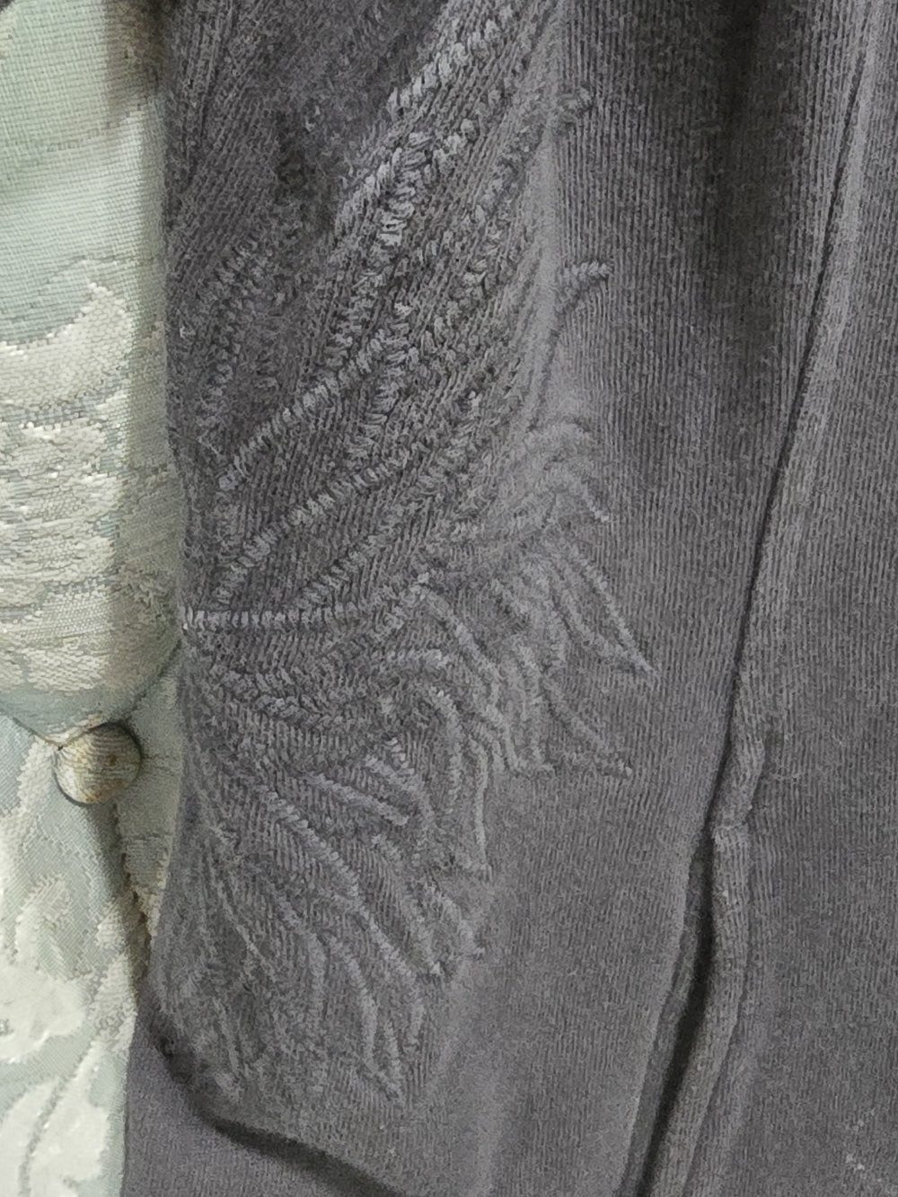 Soft Surroundings Gray Button-Front Distressed Military Jacket Sz M 100% Cotton - Picture 2 of 6
